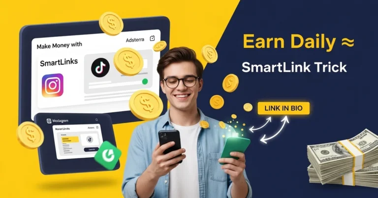 Adsterra SmartLink strategy for earning money online through Instagram and TikTok bio links