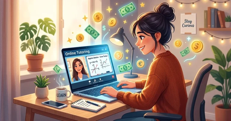 Best online tutoring websites to make money in 2026 with a young person using a laptop at home to make money online