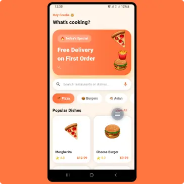 Food app home screen