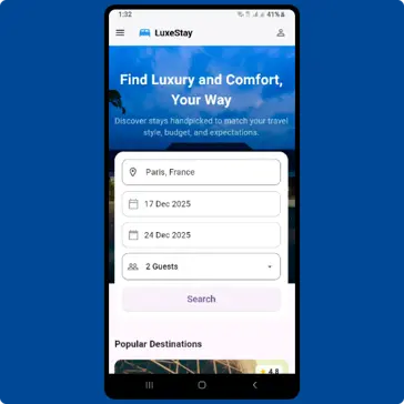 Hotel booking app ui