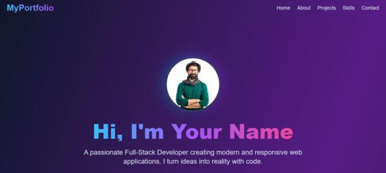 Free React Portfolio Website Template Screenshot