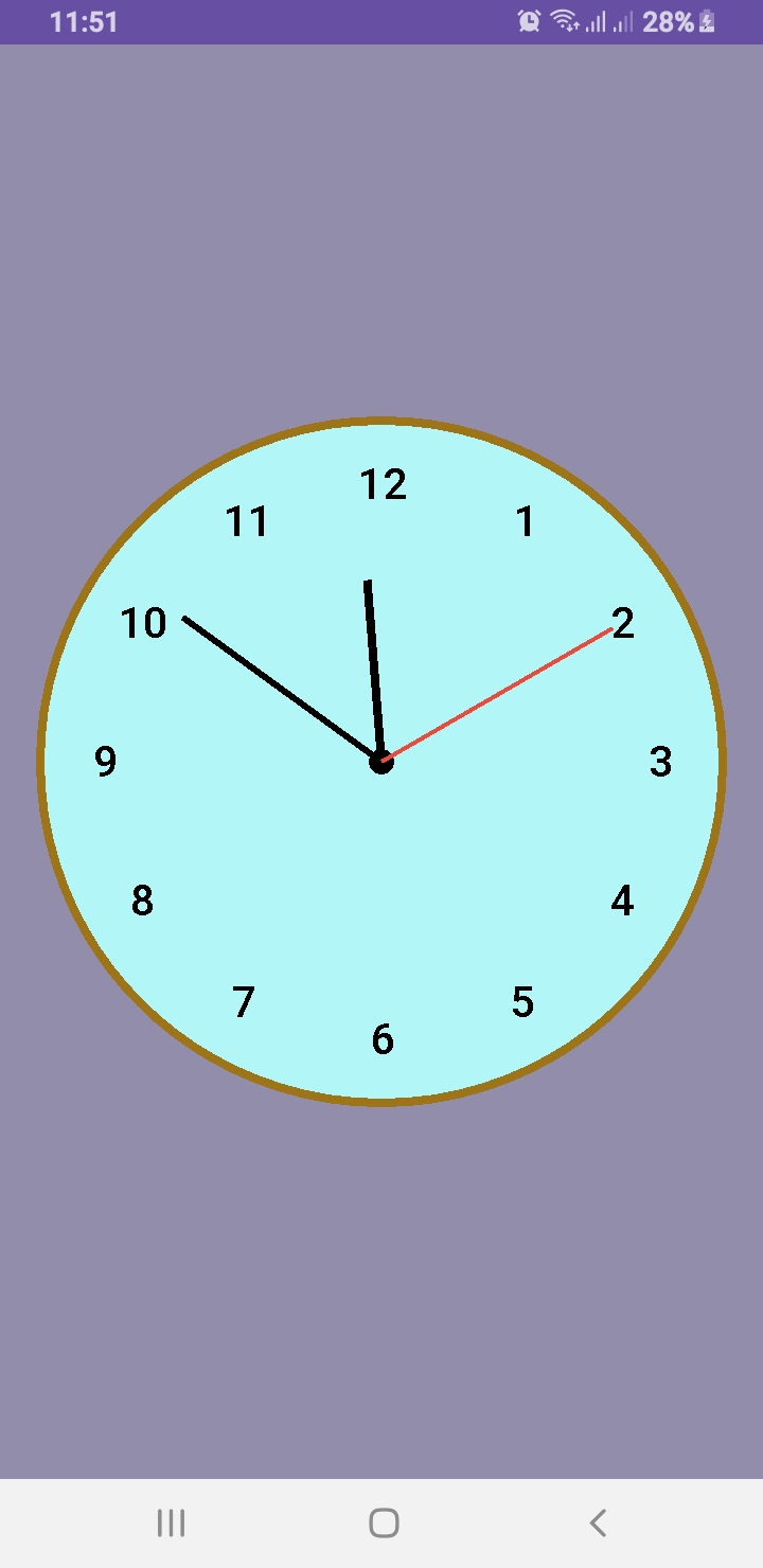Custom analog clock in Android created using Canvas, Java, and Kotlin
